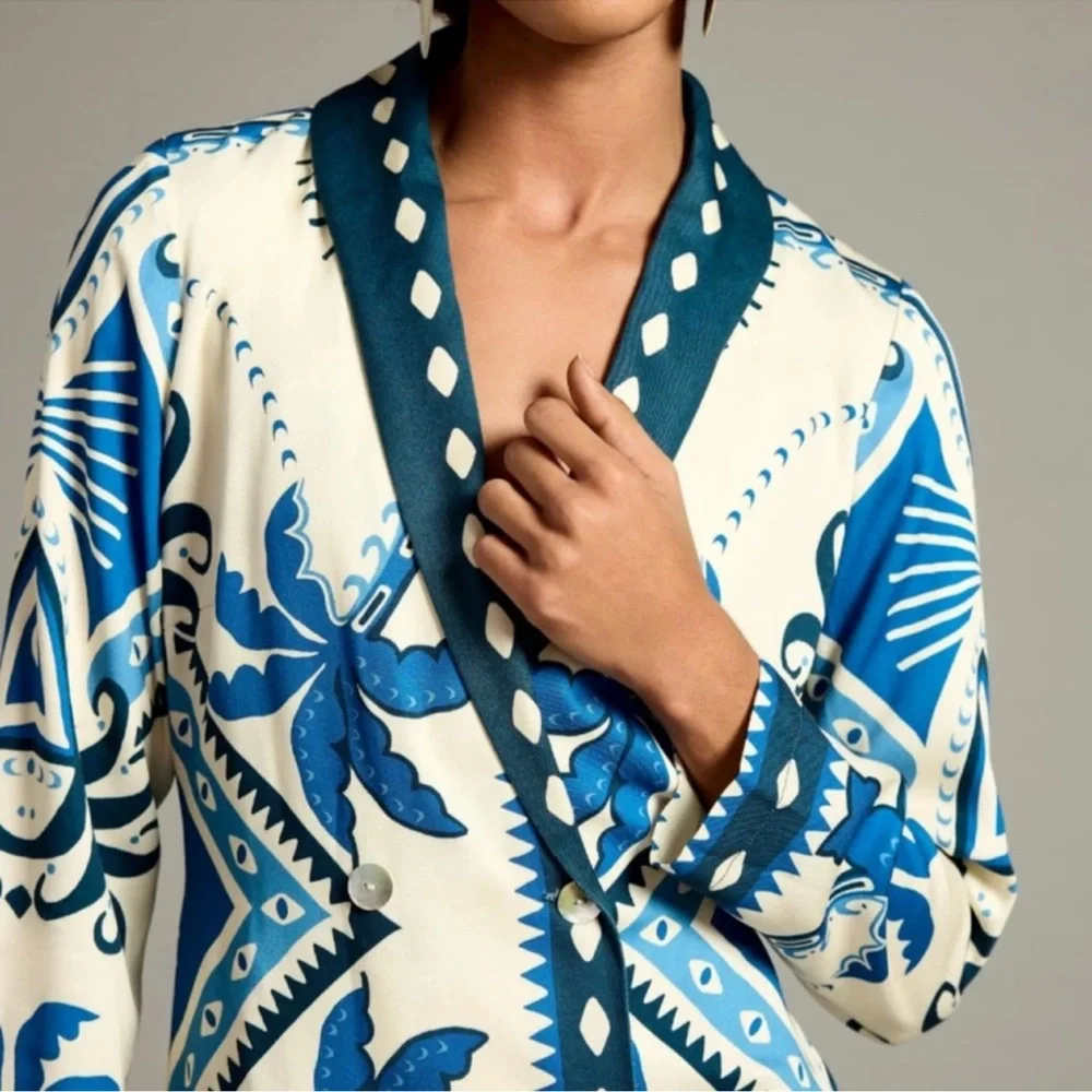 Farm Rio Anthropologie Long-Sleeve Blazer Dress XS - Picture 4 of 10
